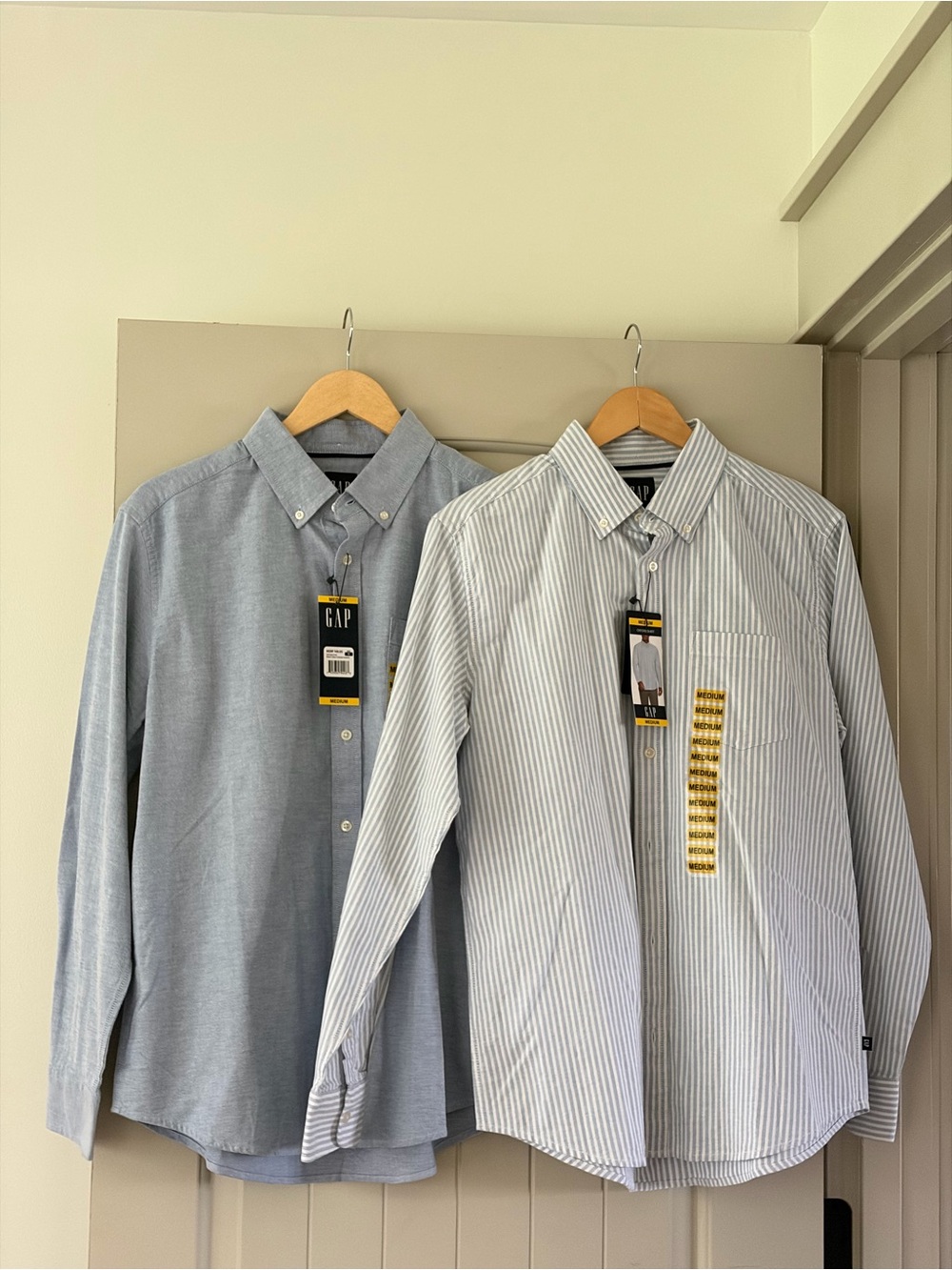 NWT GAP Men’s 2-Pack Oxford Button Down Shirts Blue & Stripe Medium M